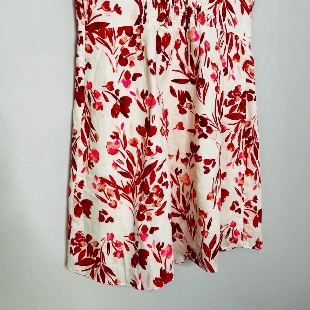 Banana Republic Linen & Cotton Blend Red, Pink & White Floral Mini Dress. Size 8 - Picture 10 of 16